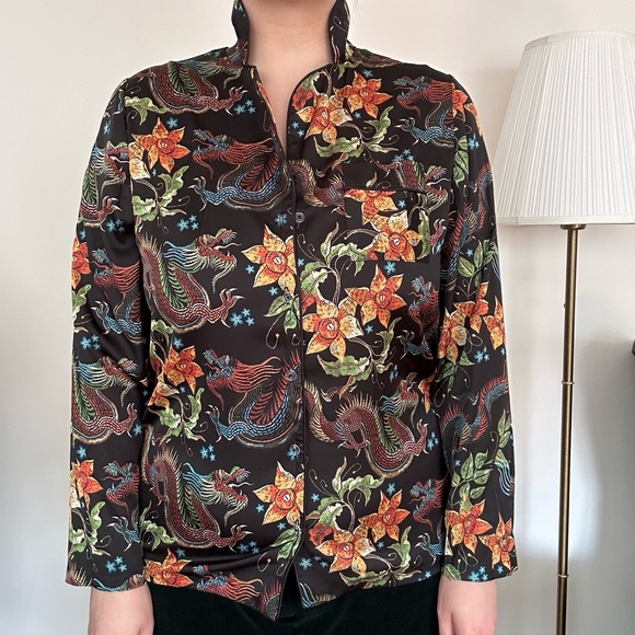 3/50$ Shirt / blouse in ethnic style M / L New green button down shirt - Picture 8 of 15